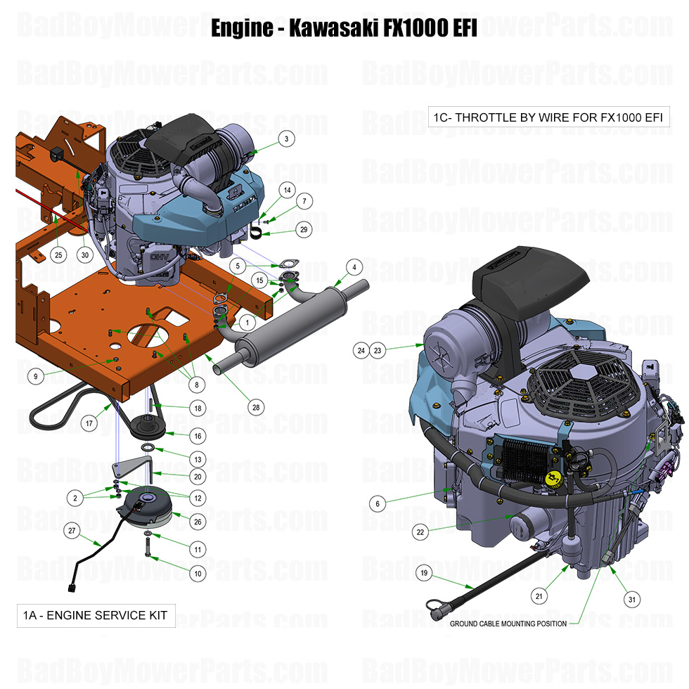 3950 - Bad Boy Mower Parts Lookup > 2025 > Rogue > Engine - Kawasaki FX1000 EFI